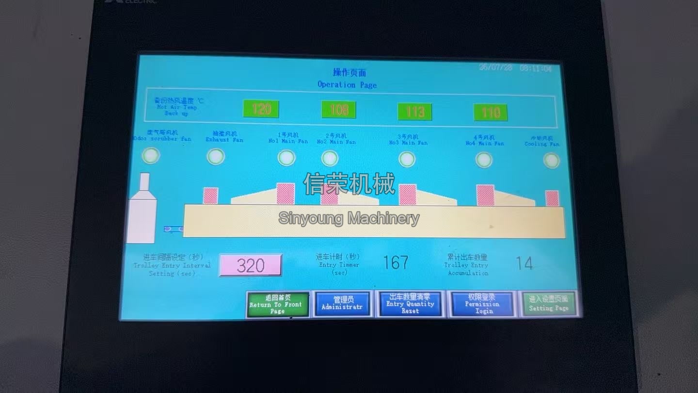 干燥线运行参数，出车间隔时间320秒